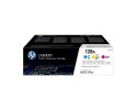 HP 128A zestaw 3 oryginalnych wkładów z tonerem LaserJet: błękitny/purpurowy/żółty