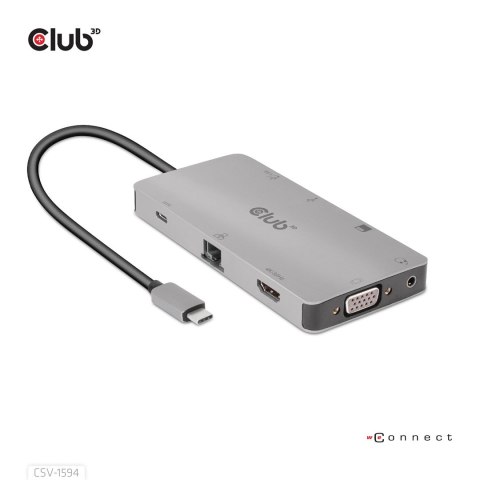 CLUB3D CSV-1594 stacja dokująca USB 3.2 Gen 1 (3.1 Gen 1) Type-C Czarny, Szary