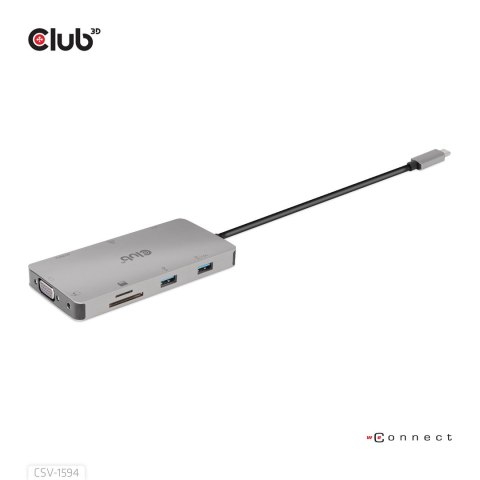 CLUB3D CSV-1594 stacja dokująca USB 3.2 Gen 1 (3.1 Gen 1) Type-C Czarny, Szary