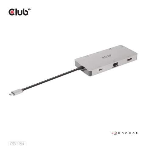 CLUB3D CSV-1594 stacja dokująca USB 3.2 Gen 1 (3.1 Gen 1) Type-C Czarny, Szary