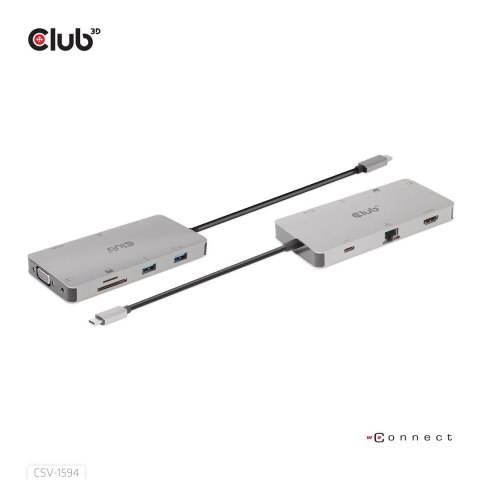 CLUB3D CSV-1594 stacja dokująca USB 3.2 Gen 1 (3.1 Gen 1) Type-C Czarny, Szary