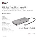 CLUB3D CSV-1594 stacja dokująca USB 3.2 Gen 1 (3.1 Gen 1) Type-C Czarny, Szary