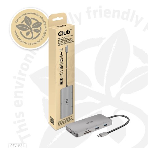 CLUB3D CSV-1594 stacja dokująca USB 3.2 Gen 1 (3.1 Gen 1) Type-C Czarny, Szary