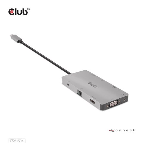 CLUB3D CSV-1594 stacja dokująca USB 3.2 Gen 1 (3.1 Gen 1) Type-C Czarny, Szary