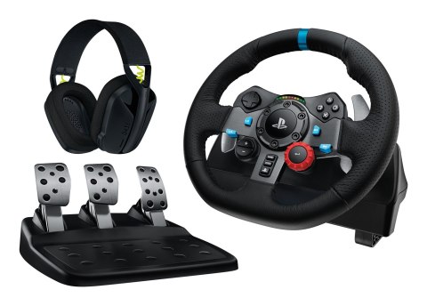 Logitech G 991-000539 kontroler gier Aluminium, Czarny USB Kierownica + pedały + zestaw słuchawkowy PC, PlayStation 4, PlayStati