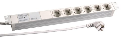 EFB 19" 1HE Steckdosenleiste 6 x CEE 7/3 , mit GerĂ¤tevollsch