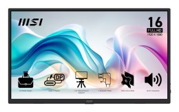 MSI PRO MP165DE E6 przenośny telewizor / monitor Przenośny monitor Czarny 39,6 cm (15.6