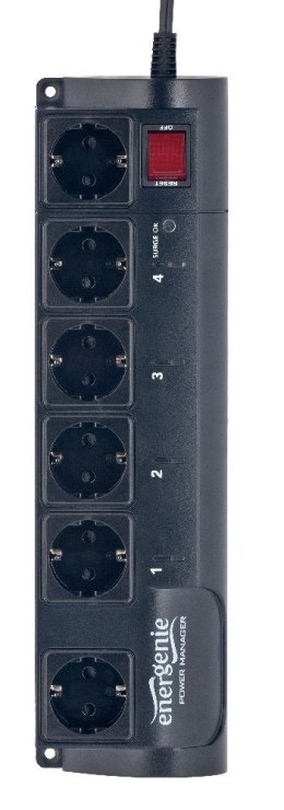 EnerGenie EG-PMS2 ochrona przeciwprzepięciowa Czarny 6 x gniazdo sieciowe 220 - 230