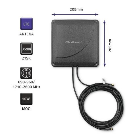 Qoltec Antena 4G LTE DUAL MIMO booster 35dBi 50W 2xSMA męski (57041)