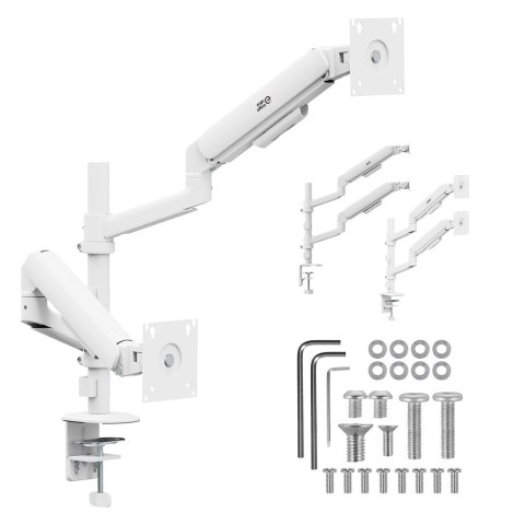 ERGO OFFICE UCHWYT NA 2 MONITORY, SPRĘŻYNA GAZOWA, 17"-32", 1-10KG, BIAŁY MAT ER-692 W