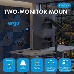 ERGO OFFICE UCHWYT / WIESZAK NA 2 MONITORY, SPRĘŻYNA GAZOWA, 17