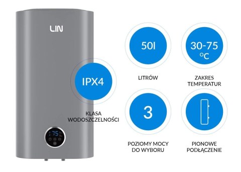 Bojler elektryczny LIN LIFVD1SMGY 50L szary SMART