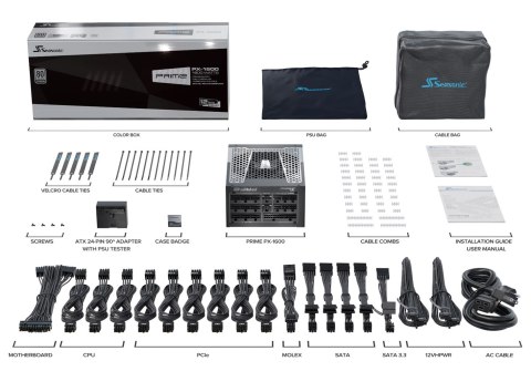 Seasonic ATX3-PRIME-PX-1600 moduł zasilaczy 1600 W 20+4 pin ATX ATX Czarny