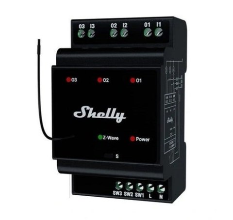 Shelly Qubino Wave Pro 3 3-kanałowy Przekaźnik Na Szynę Din Z-wave