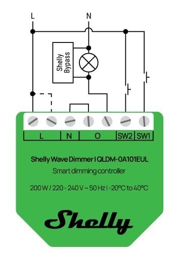 Shelly Wave Dimmer EU LR Inteligentny kontroler ściemniania zielony