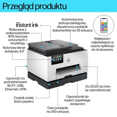 HP OfficeJet Pro Produkt 9132e Bezprzewodowe All-in-One W kolorze Drukarka, Instant Ink; Drukowanie dwustronne