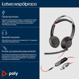 Poly Blackwire 5220 Stereo USB-C Headset +3.5mm Plug +USB-C/A Adapter