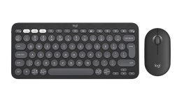 Logitech 920-012239 klawiatura Dołączona myszka Uniwersalne RF Wireless + Bluetooth QWERTY Amerykański międzynarodowy Grafitowy