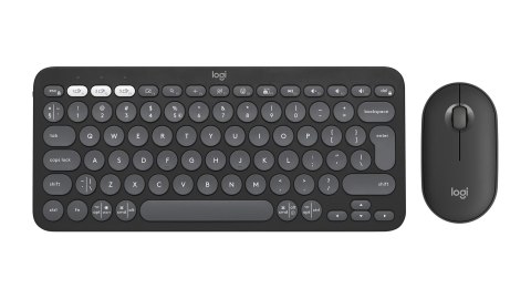 Logitech 920-012239 klawiatura Dołączona myszka Uniwersalne RF Wireless + Bluetooth QWERTY Amerykański międzynarodowy Grafitowy