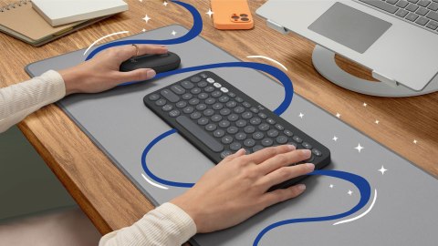 Logitech 920-012239 klawiatura Dołączona myszka Uniwersalne RF Wireless + Bluetooth QWERTY Amerykański międzynarodowy Grafitowy