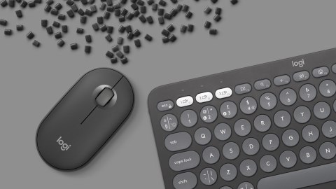 Logitech 920-012239 klawiatura Dołączona myszka Uniwersalne RF Wireless + Bluetooth QWERTY Amerykański międzynarodowy Grafitowy