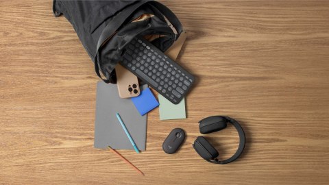 Logitech 920-012239 klawiatura Dołączona myszka Uniwersalne RF Wireless + Bluetooth QWERTY Amerykański międzynarodowy Grafitowy