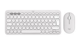 Logitech 920-012240 klawiatura Dołączona myszka Uniwersalne RF Wireless + Bluetooth QWERTY Amerykański międzynarodowy Biały