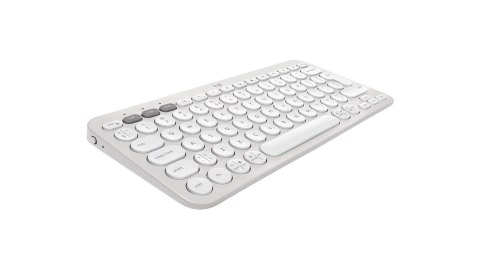 Logitech 920-012240 klawiatura Dołączona myszka Uniwersalne RF Wireless + Bluetooth QWERTY Amerykański międzynarodowy Biały