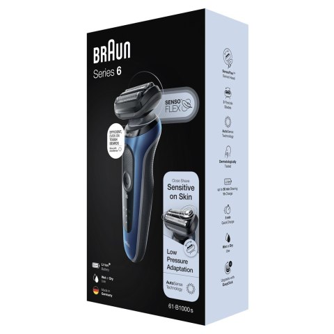Braun Series 6 61-B1000s Golarka foliowa Czarny, Niebieski