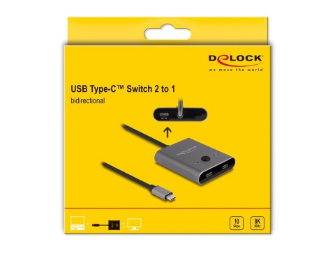 DeLOCK Przełącznik USB 10 Gbps USB Type-C 2 do 1 dwukierunkowego 8K