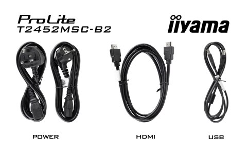 Iiyama ProLite T2452MSC-B2 monitor komputerowy 61 cm (24") 1920 x 1080 px Full HD Ekran dotykowy Czarny