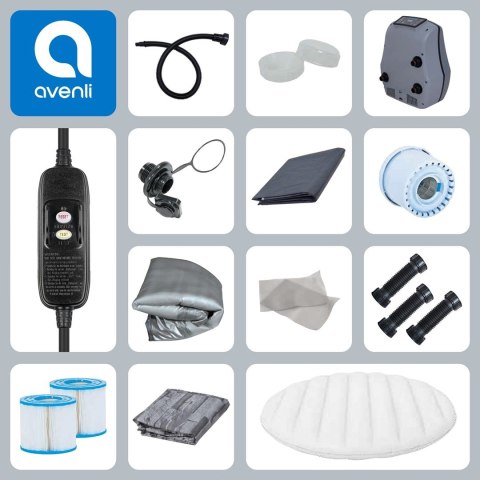 AVENLI NICE SPA OGRODOWE, BASEN POMPOWANY, HYDROMASAŻ 204X70 SILVER 6 OSOBOWE CEGŁA