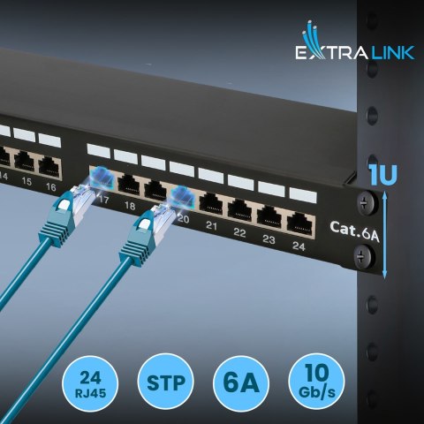 Extralink CAT6A STP | Patchpanel | 24 porty
