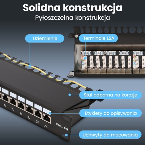 Extralink CAT6A STP | Patchpanel | 24 porty