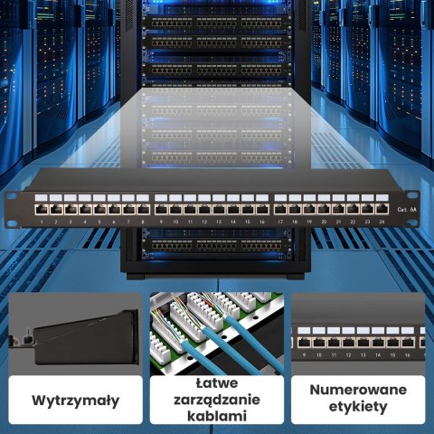 Extralink CAT6A STP | Patchpanel | 24 porty