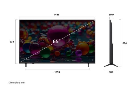 LG UHD AI 65UA75003LA Telewizor 165,1 cm (65") 4K Ultra HD Smart TV Wi-Fi Czarny