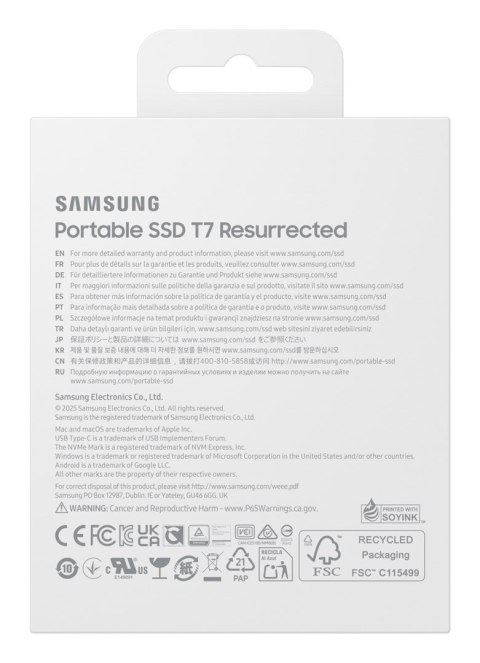 Dysk zewnętrzny SSD Samsung T7 Resurrected 2TB Srebrny