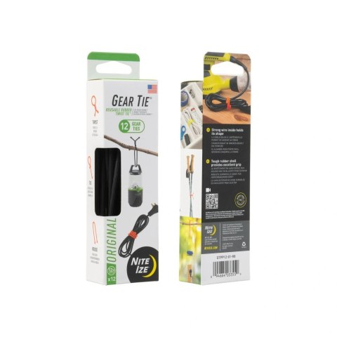 Troki Nite Ize Gear Tie 12 Pro - 12 Pack - czarne