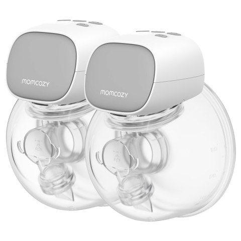 MOMCOZY S9 Pro - noszony laktator, szary, zestaw podwójny 180 ml