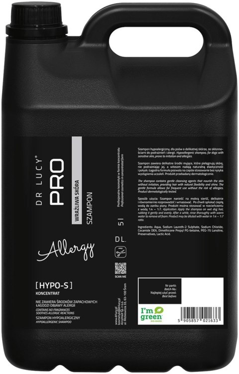 Szampon hipoalergiczny dla psów o wrażliwej skórze Dr Lucy Pro Hypo-S - 5 l