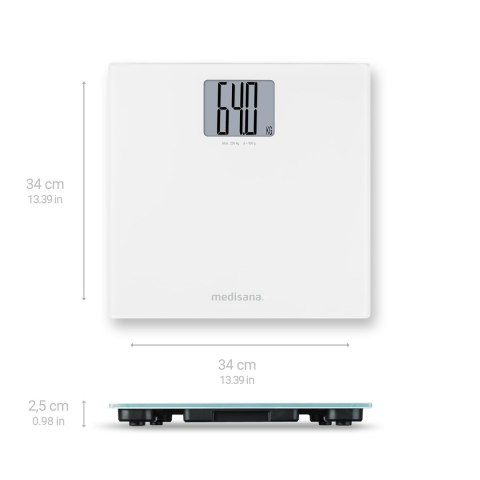 Waga łazienkowa Medisana PS 470 XL do 250 kg | wskaźnik przeciążenia | biały