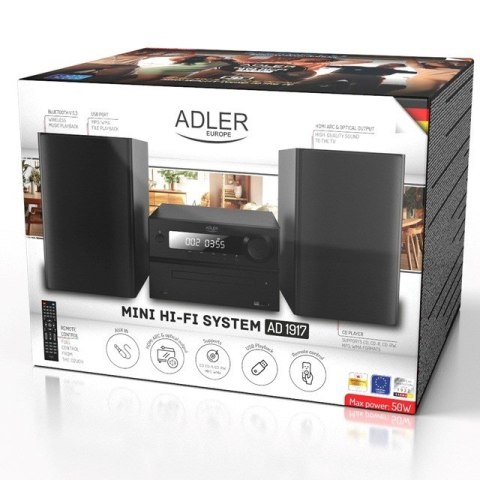 Adler AD 1917 Wieża HI-FI Bluetooth/ CD/ USB/ Radio FM Czarny