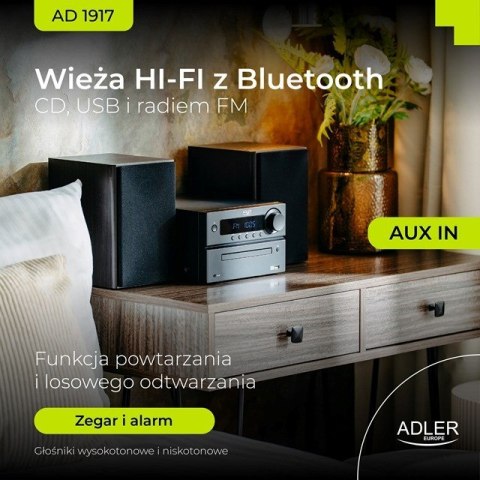 Adler AD 1917 Wieża HI-FI Bluetooth/ CD/ USB/ Radio FM Czarny