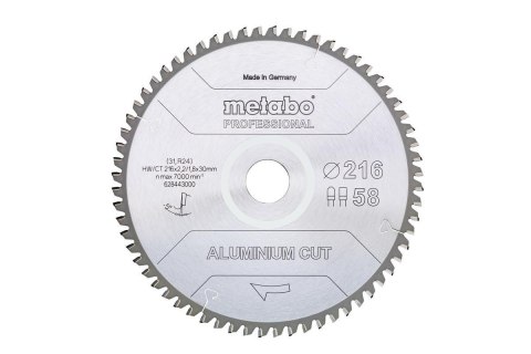 METABO piła tarczowa FZ/TZ 216x30x58z do cięcia aluminium