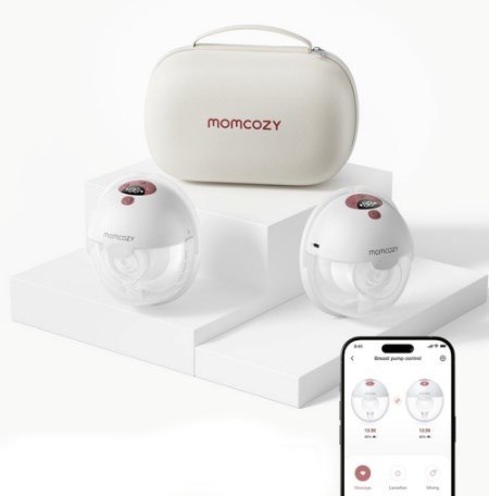 MOMCOZY M5 inteligentny noszony laktator z obsługą aplikacji, czerwony - podwójny zestaw