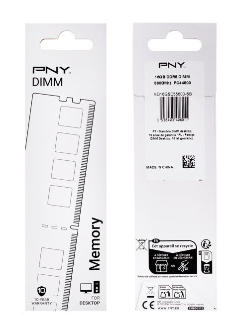 PNY Performance DDR5 5600MHz 16G moduł pamięci 16 GB 1 x 16 GB 288-pin DIMM
