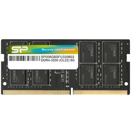 Pamięci RAM SILICON POWER DDR4 SODIMM 3200 MHz CL22 8 GB (SP008GBSFU320X02) Czarny