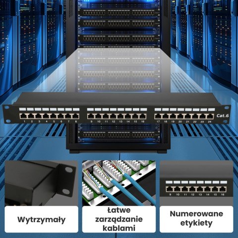 Patch panel Extralink EX.9830 (1U; kat. 5e; 24xRJ-45)