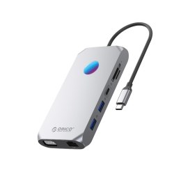 HUB 12w1 USB-C - USB-A USB-C HDMI VGA microSD/SD RJ45 audio 3.5 mm PD 100W 4K RGB - szary