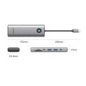 HUB 9w1 USB-C - USB-A USB-C HDMI SD RJ45 audio PD 100W 4K 2.5G - szary